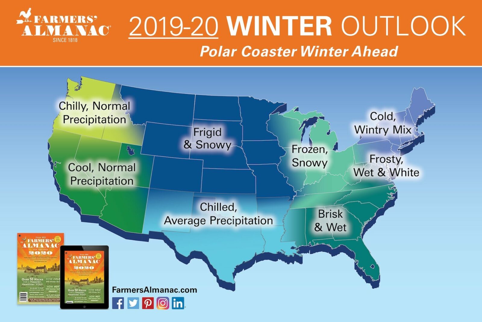Farmer's Almanac Winter Weather Predictions 20192020 Snow America